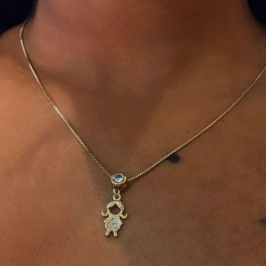 Colar Ponto de Luz com Menina Cravejado