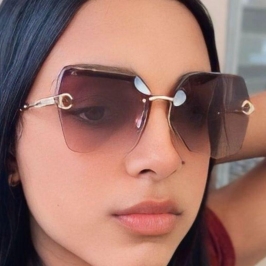 Oculos sem armaçao Grafite com Alças Detalhe Corrente