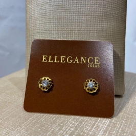 Brinco Flor Vazada com Ponto De Luz Transparente