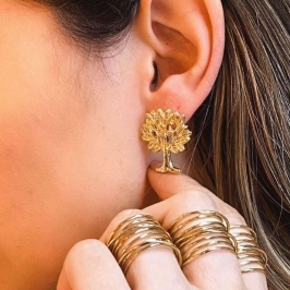 Brinco promocional árvore da vida dourada