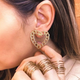 Brinco promocional coração correntes