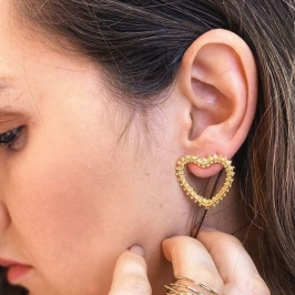 Brinco promocional coração metálico