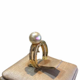 Anel Solitario Perola Cravejado