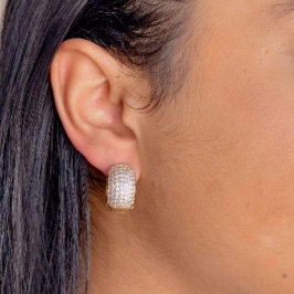 Brinco Argola Click cravejado 7 Fileiras