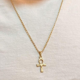 colar corrente com crucifixo dourado