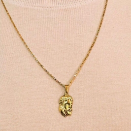 Colar Corrente Masculina com Pingente Rosto de Jesus