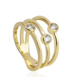 Anel Três Elos Ponto De Luz