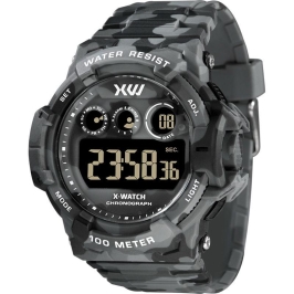 Relógio Digital Masculino Camuflado Preto/Cinza