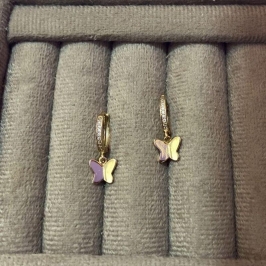 Brinco Argola Click Borboleta Cravejado