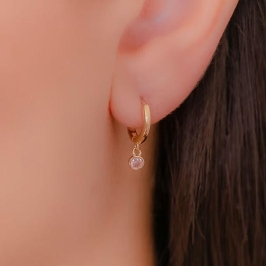 Brinco Argola Click com Ponto de Luz Pendurado