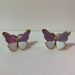Brinco Borboleta Lílas com Branco