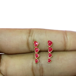 Brinco Infantil Quatro Corações Vermelhos