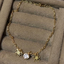 Tornozeleira Ponto De Luz Com Flores