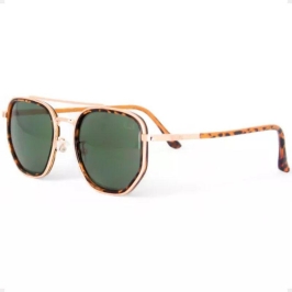 Óculos Aviador Hexagonal Estampa Onça Laranja