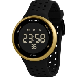 Relógio Digital Masculino Preto Detalhes Dourado
