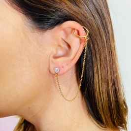 brinco corrente ponto de luz e piercing fake