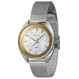 Relógio  Analógico prata com dourado redondo