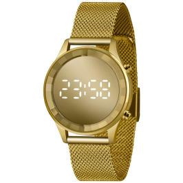 Relógio Digital dourado redondo
