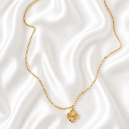 Colar trevo  virginia dourado  elo português com extensor