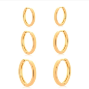 Brinco Trio de Argola click redondo liso fino