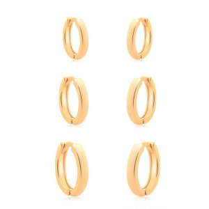 Brinco Trio de Argola click Oval liso fino P