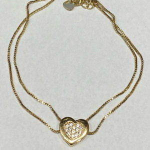 Pulseira Dupla Coraçao Cravejado