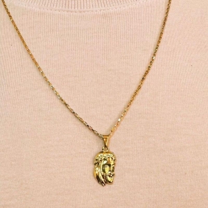 Colar Corrente Masculina com Pingente Rosto de Jesus