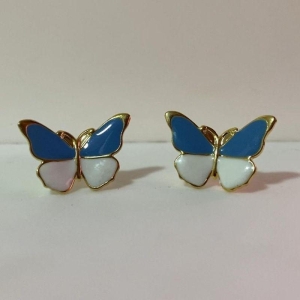 Brinco Borboleta Azul com Branco