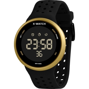 Relógio Digital Masculino Preto Detalhes Dourado