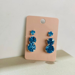 Brinco Trio pedra azul em prata 925