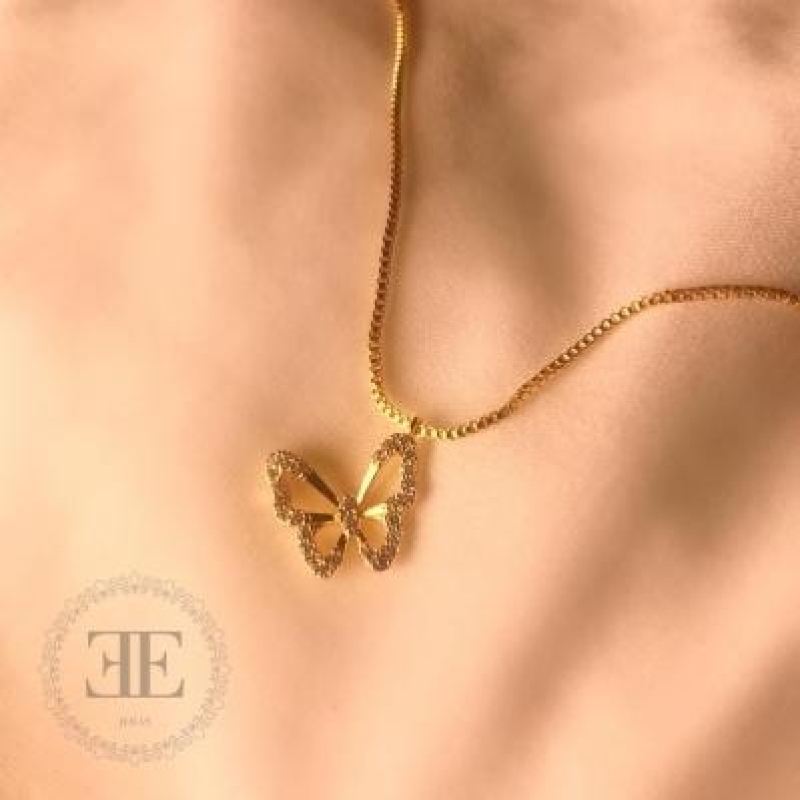 Pulseira Borboleta Cravejada Cordão Veneziana