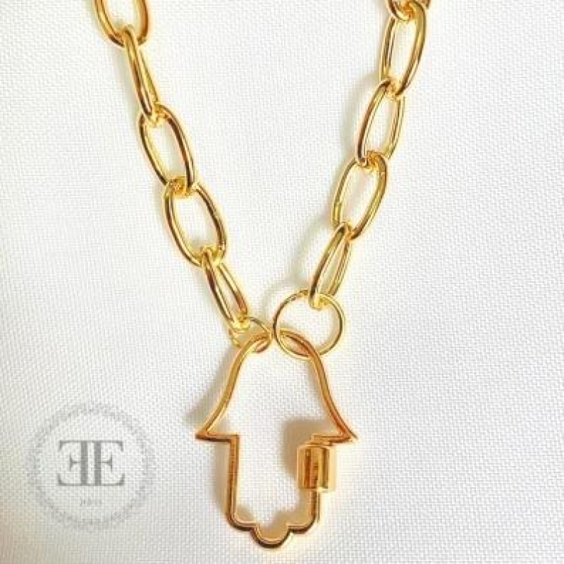 Colar Elos Fecho Mão de Fátima Mosquetão