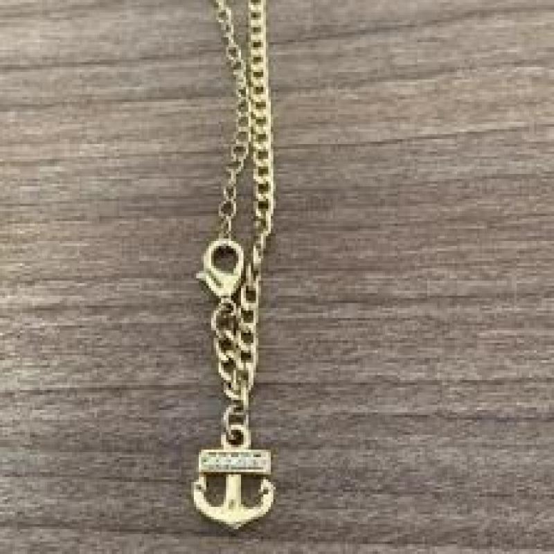 Pulseira ancora cravejada