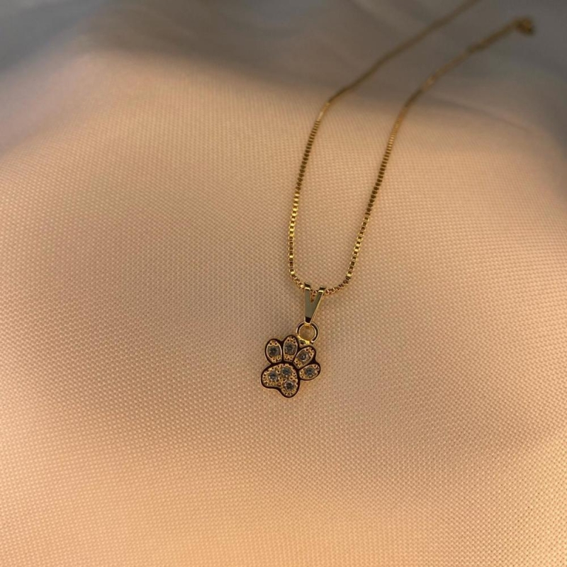 Colar Veneziana com Pingente Patinha Cravejada