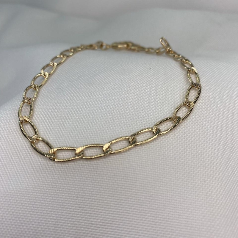 Pulseira Masculina Elo Fino com Risquinhos
