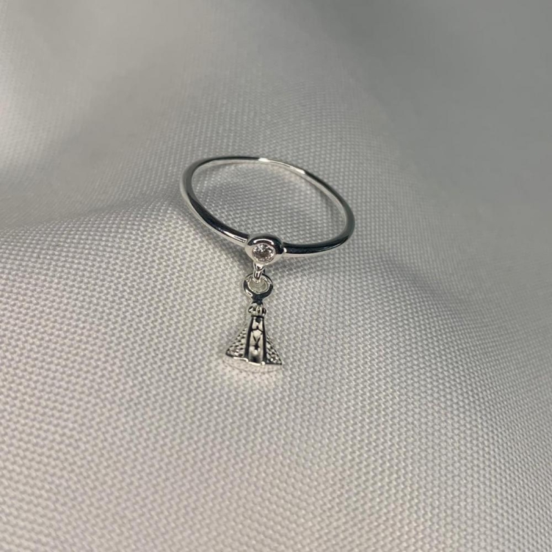 Anel com Pingente Nossa Senhora Cravejado