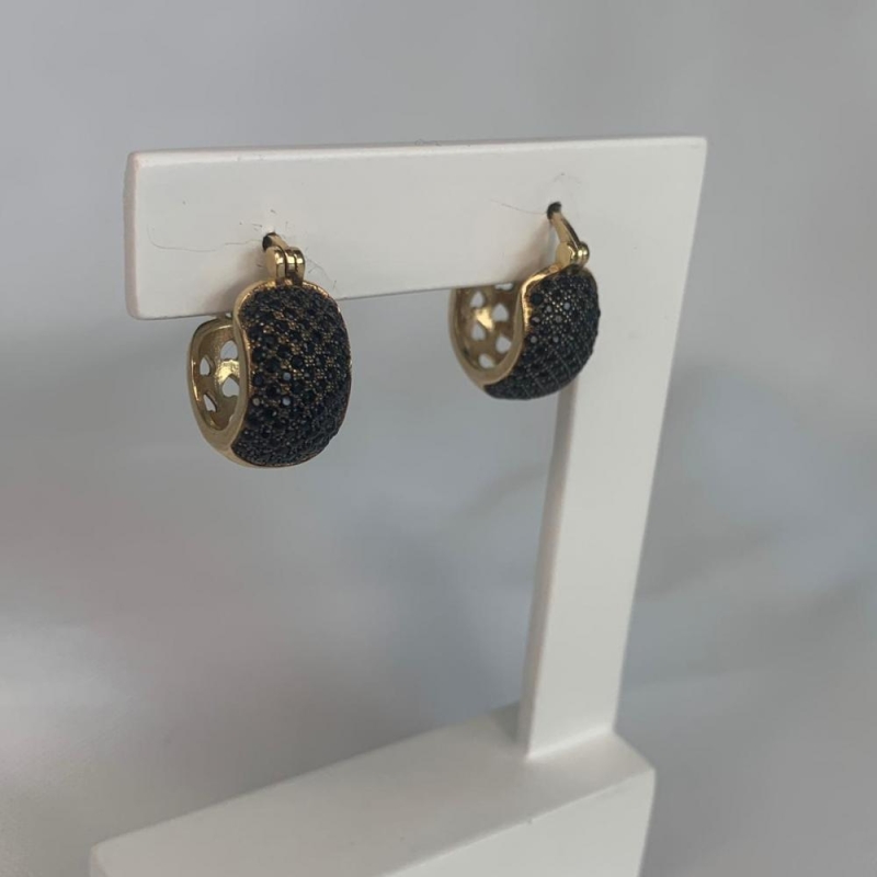 Argola Click Cravejada Preto
