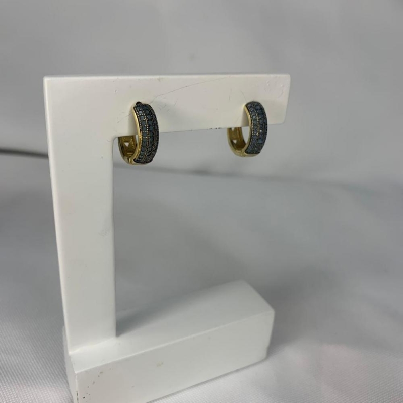 Brinco Argola Click 3 Linhas Cravejadas Verde Pastel