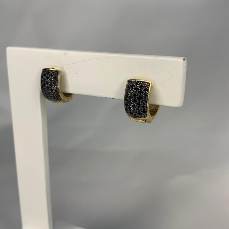 Brinco Argola Click 5 Linhas Cravejadas Preto