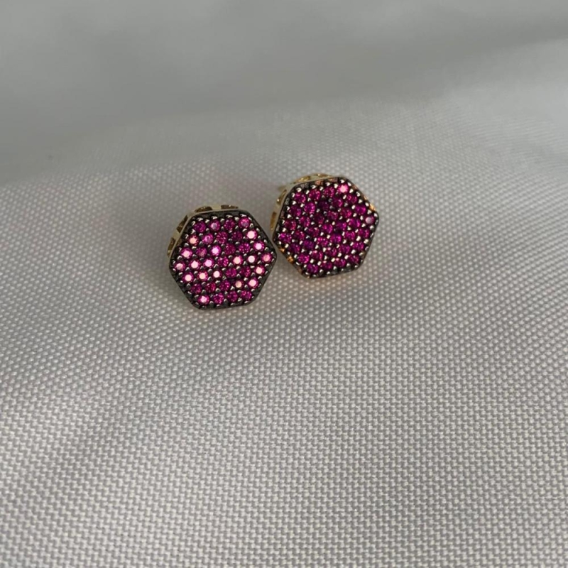 Brinco Octagonal Rosa
