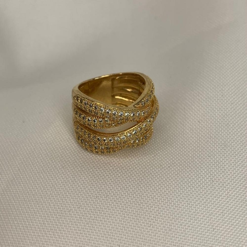 Anel 10 Linhas Cravejadas