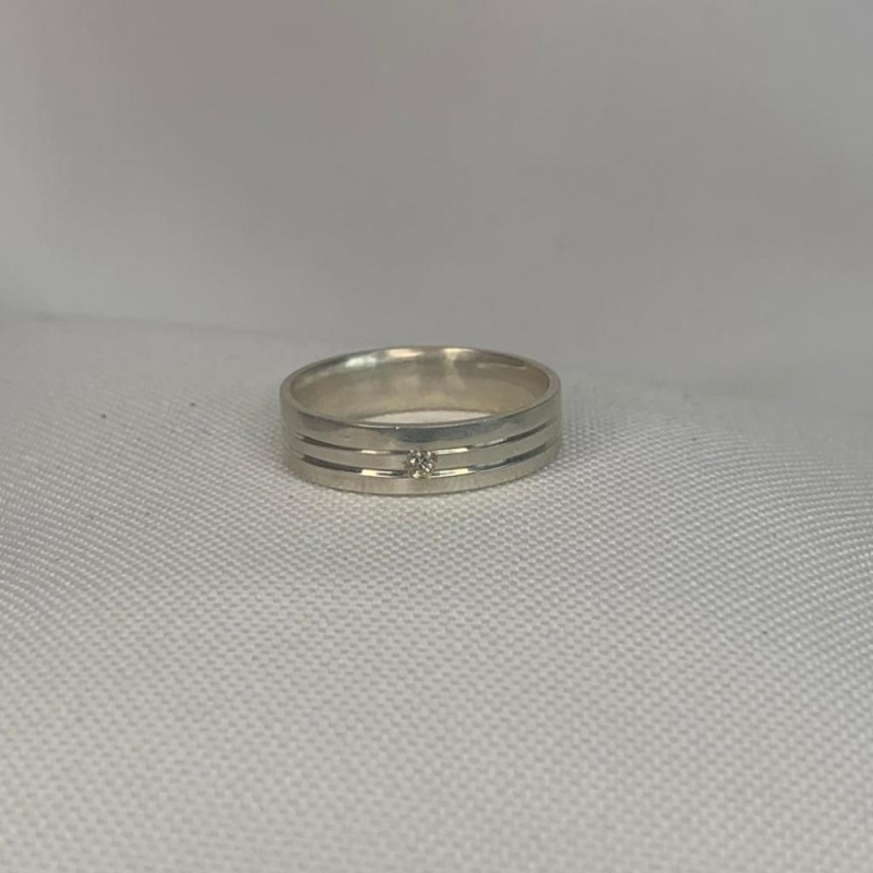 Anel 2 Linhas Foscas Com Ponto de Luz