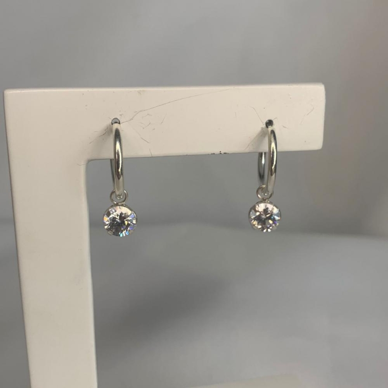 Brinco Argola Pequena com Pingente Ponto de Luz