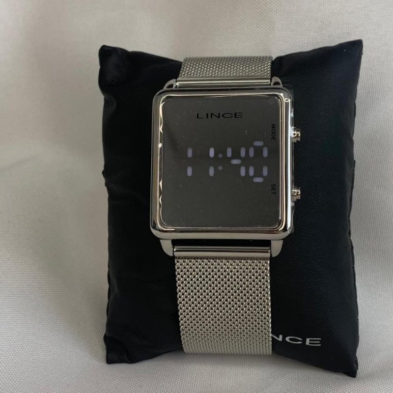 Relógio Lince Prata Digital Quadrado