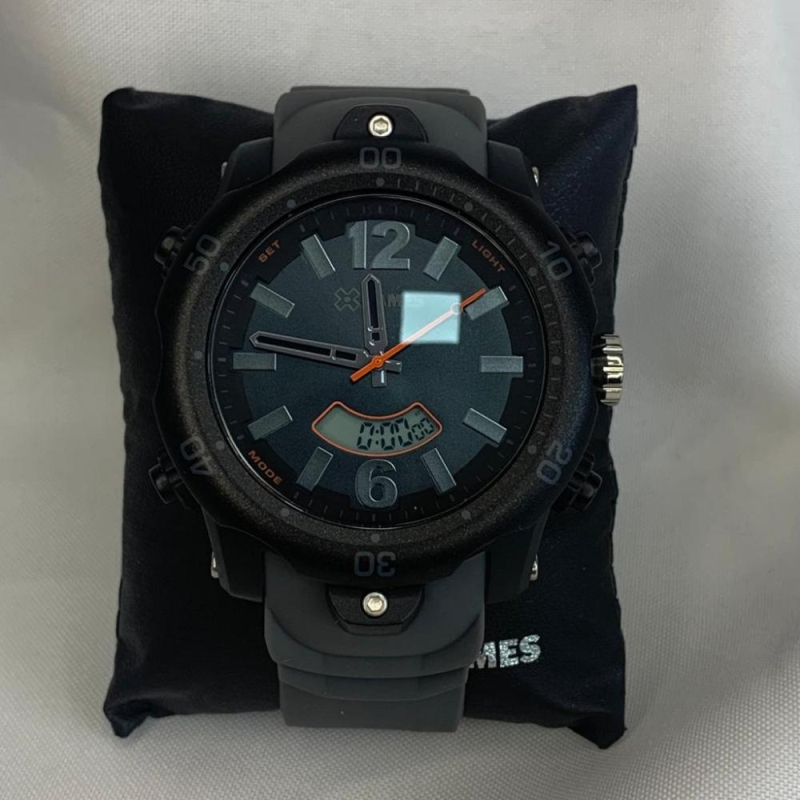 Relógio X Games Preto Pulseira Borracha Cinza Ponteiro