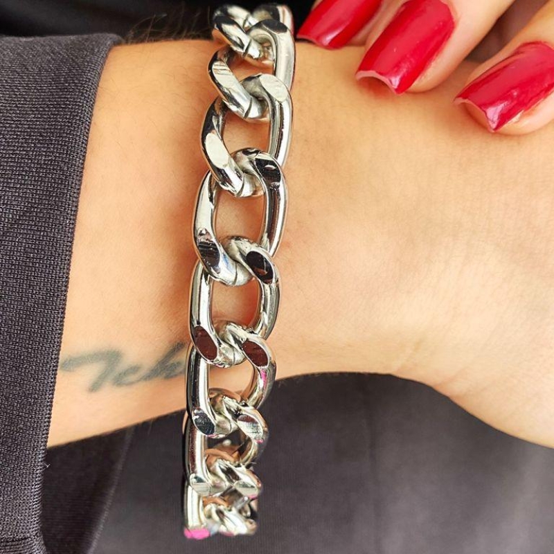 Pulseira corrente grossa prata