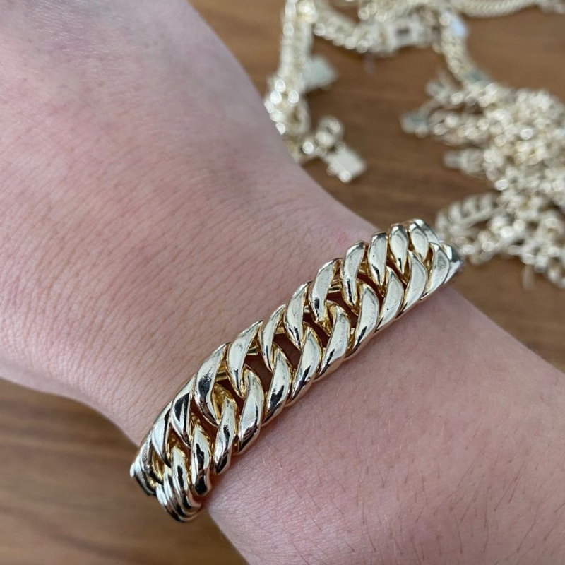 Pulseira Elo Grosso Fecho Gaveta 20cm