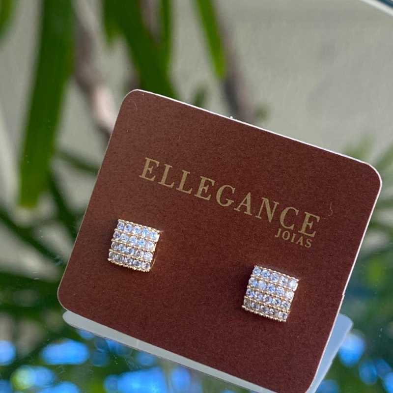 Brinco Quadrado Cravejado