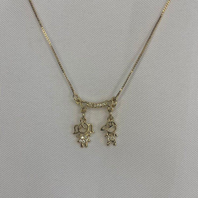 Colar 1 Meninos e 1 Menina Cravejados