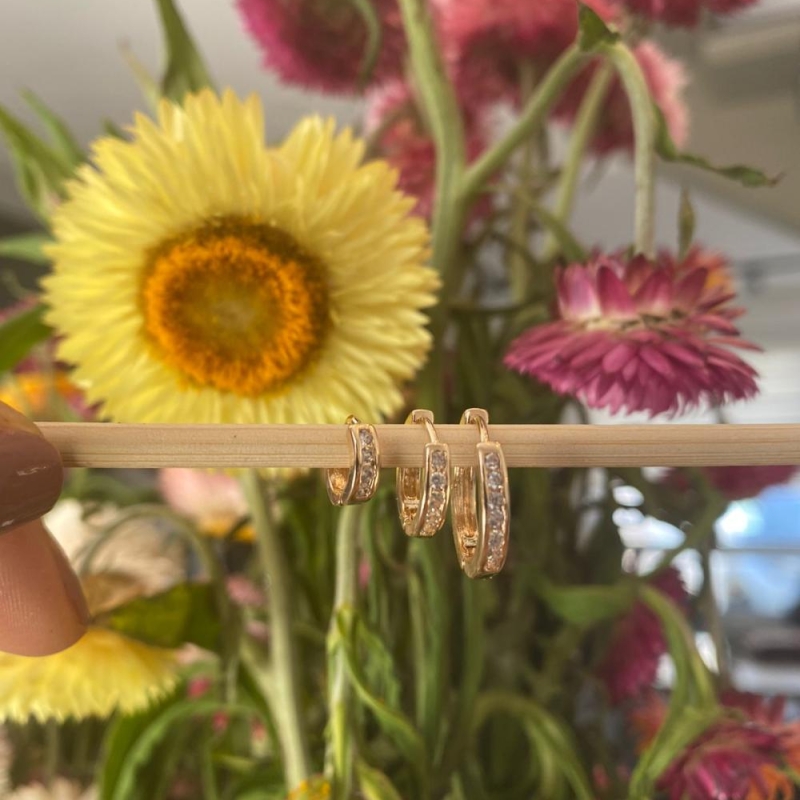 Brinco Argola Click Cravejada